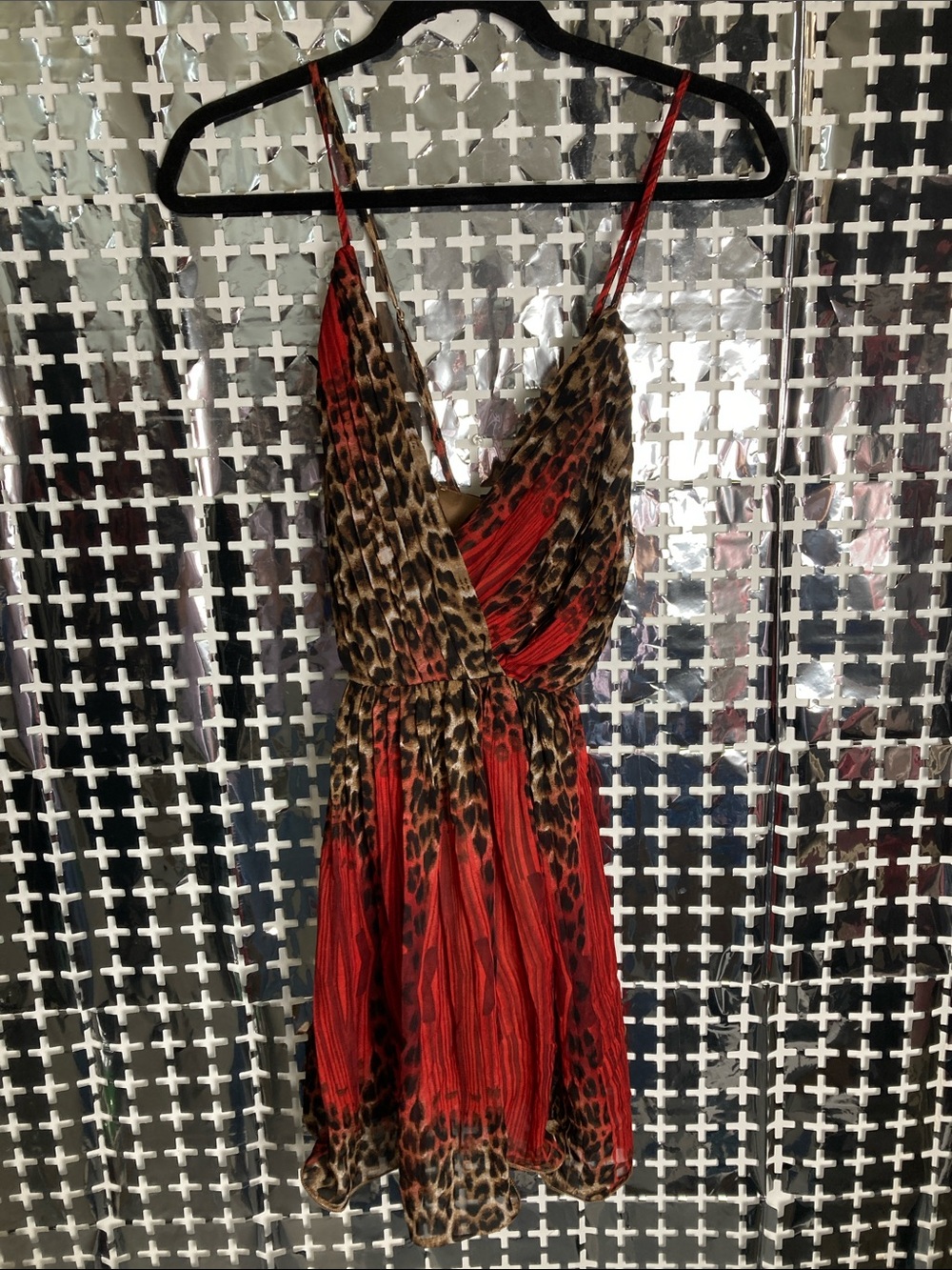 Fashion Nova Red Leopard-Print Wrap Romper